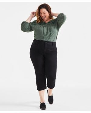 Style & Co. Plus Size Mid-rise Curvy-fit Cropped Jeans - Green
