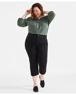 Style & Co. Plus Size Mid-rise Curvy-fit Cropped Jeans - Green