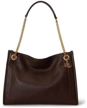 Ralph Lauren Bradley Small Pebbled Leather Tote Bag - Brown