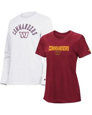Starter Burgundy/ash Washington Commanders Short Sleeve Long Sleeve T-shirt Combo Pack - Red