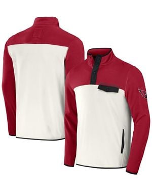 Fanatics Cardinal/cream Arizona Cardinals Micro Fleece Quarter-snap Jacket - Red
