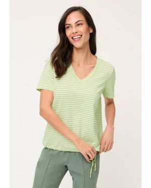 Olsen Stripe V-neck T-shirt - Green
