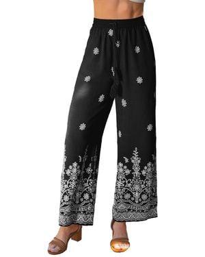 CUPSHE Pull-on Wide Leg Long Pants - Black