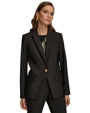 Donna Karan One Button Blazer - Gray