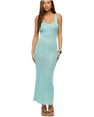 Edikted Abby Sequin Sheer Knit Maxi Dress - Blue