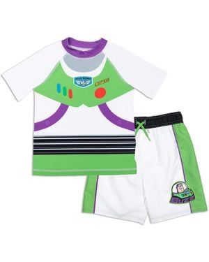 Toy Story Toddler Boys Pullover Rash Guard And Swim Trunks Outfit Set - Green
