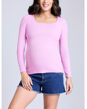 Motherhood Maternity Maternity Square Neck Rib Knit Long Sleeve Tee - Purple