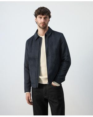 Mango Suede Effect Jacket - Blue