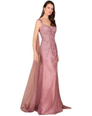 Lara Embroidered Lace Gown - Pink