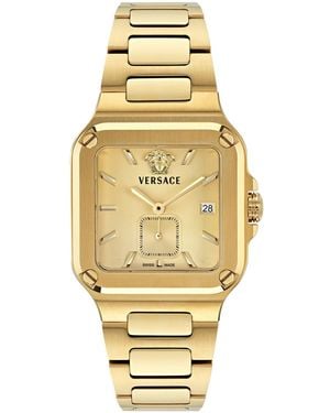 Versace Greca Edge Silver Stainless Steel Bracelet Watch 38x49mm - Metallic