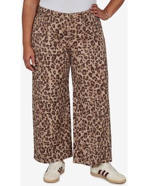 Ruby Rd. Plus Size Cheetah Print Wide Leg Jean - Multicolor
