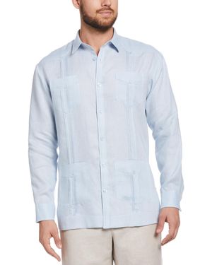 Cubavera 100% Linen Long Sleeve 4 Pocket Guayabera Shirt - Blue