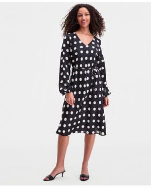 Sam Edelman Blouson-sleeve Belted Midi Dress - Blue