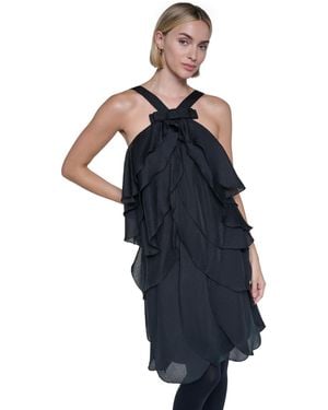 Sonia Rykiel Halter Tiered-petal Ruffle Sleeveless Dress - Blue