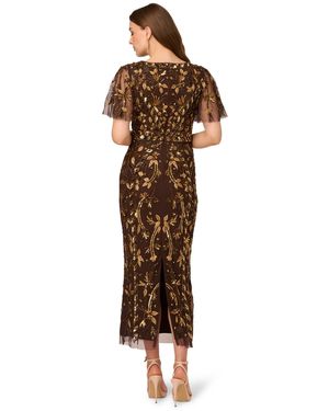 Adrianna Papell V-neck Lace Embroidery Dress in Black | Lyst Adrianna Papell V-neck Lace Embroidery Dress in Black | Lyst