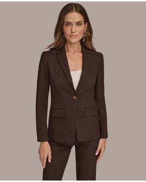 Donna Karan Pinstripe One Button Blazer - Brown