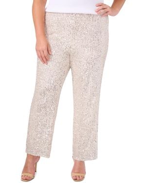 Msk Plus Size Sequined Mesh Pull-on Palazzo Pants - Natural