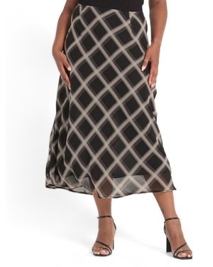 Estelle Cameron Check A-line Elasticated Midi Skirt - Black