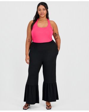 FULL CIRCLE TRENDS Trendy Plus Smocked-waist Tiered Pants