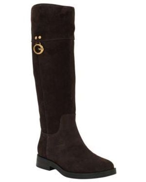 Guess Kandra Tall Signature G Logo Riding Boots Regular Wide Calf - Black