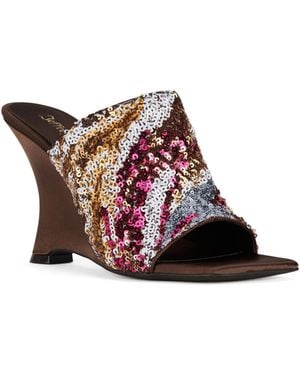 Jeffrey Campbell Wedge Heel Sequin Sandals - Red