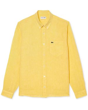 Lacoste Regular-fit Linen Shirt - Yellow