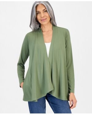 Style & Co. Petite Solid Open-front Cardigan - Green