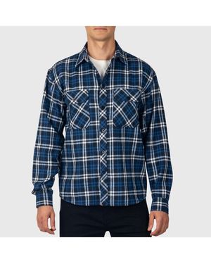 Alpine Swiss Men Plaid Flannel Shirt Jacket Button Down Long Sleeve Cotton Blend Shirts - Blue