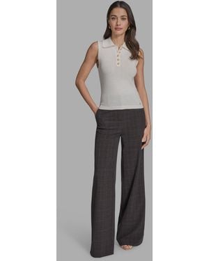 BCBGMAXAZRIA Cotton Collared Sleeveless Knit Top - Gray