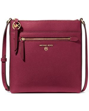 Michael Kors Jet Set Charm Leather Small North South Flat Crossbody Bag - Red