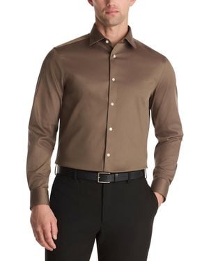 Calvin Klein Steel Plus Regular Fit Dress Shirt in Brown for Men | Lyst Calvin Klein Steel Plus Regular Fit Dress Shirt in Brown for Men | Lyst