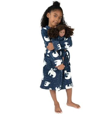 Leveret Little Girls 6-14 Matching Doll Fleece Hooded Robe - Blue