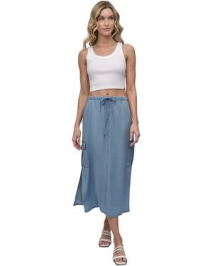 DKNY Chambray Cargo Midi Skirt - Blue