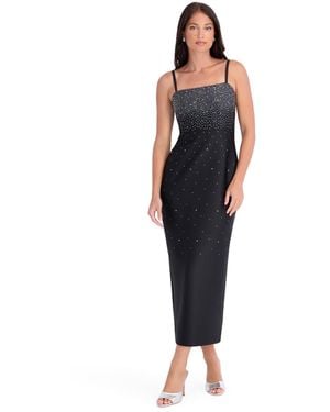 Siena Jewelry Embellished Knit Square-neck Sleeveless Dress - Blue