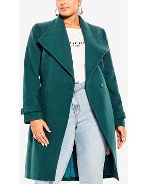 City Chic So Chic Coat - Green