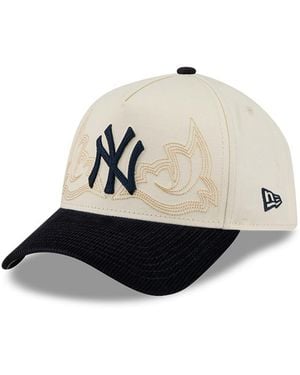 KTZ New York Yankees Western Stitch 9forty A-frame Adjustable Hat - Natural