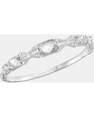 Anne Klein Silver-tone Boxed Baguette Stone Hinge Bracelet - Multicolor