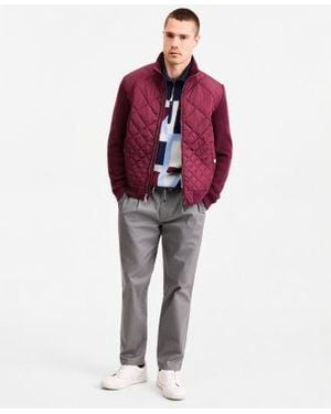 Ted Baker Holborn Quilted Sweater Jacket Hanover Quarter Zip Geometric Sweater Hampstead Modern Fit Chino Solid Pants - Red