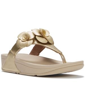 Fitflop Lulu Flower Toe Post Slip-on Sandals - Metallic