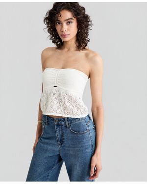 And Now This Strapless Sweater Tube Top - Blue