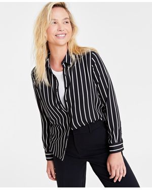 On 34th Button-front Crepe Shirt - Black