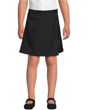 Lands' End Big Girls School Uniform Solid A Line Tab Skort - Black