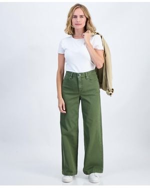 Style & Co. Petite High-waist Wide-leg Cotton-blend Pants - Green