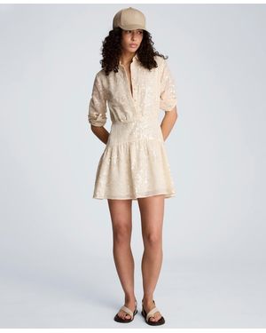 Kenneth Cole Curved Yoke Mini Shirt Dress - Natural