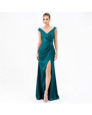 Bariano Aliana Off Shoulder Gown - Blue
