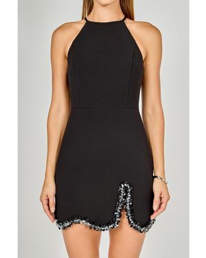 Endless Rose Jewel Scalloped Mini Dress - Black