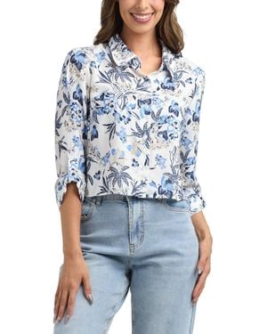 Bcx Resort Button Front Boarder Shirt - Blue