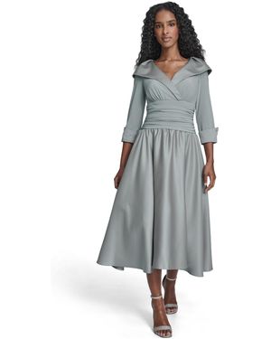 Jessica Howard Rhinestone Cuff Sleeve V-neck Dress - Gray