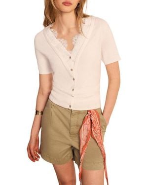 Mint Velvet Cotton Lace Trim Top - White