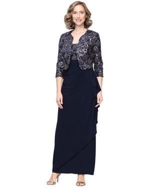Alex Evenings Alex Evening Long Matte Jersey Empire Waist Dress - Blue